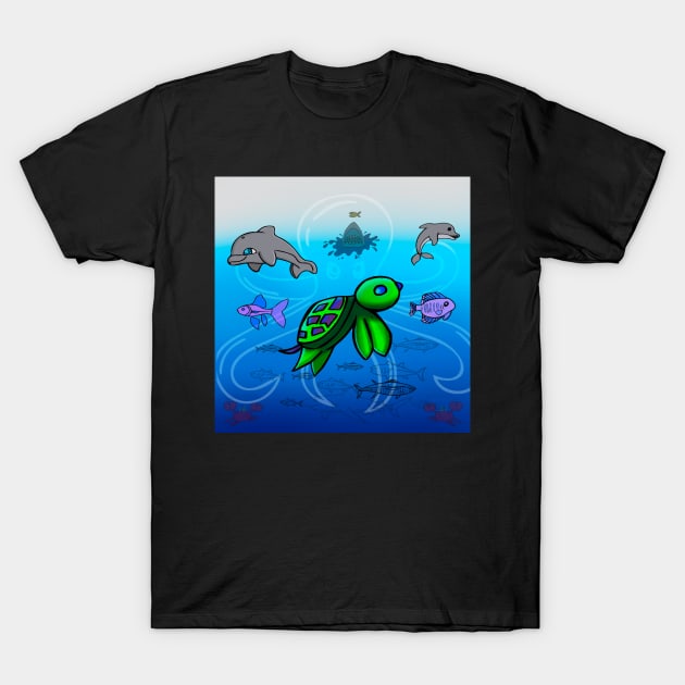 Sea Creatures Underwater T-Shirt by MaystarUniverse